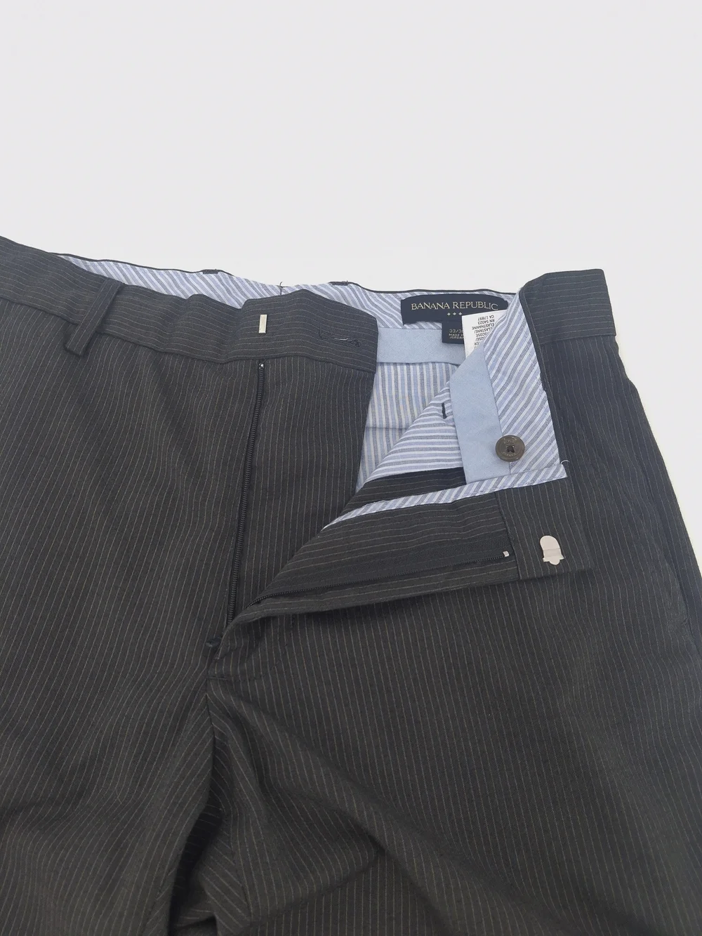 ✨Banana Republic Men's Pinstripe Dress Pants 33x30 Grey Straight Leg Stretch✨